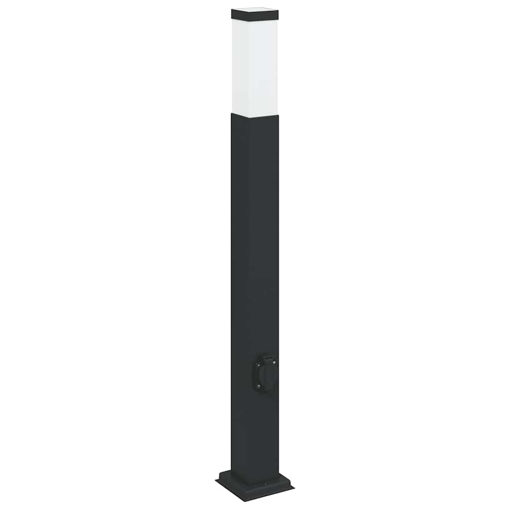 Bolderverlichting met stopcontact 3 stuks 80 cm Zwart IP44