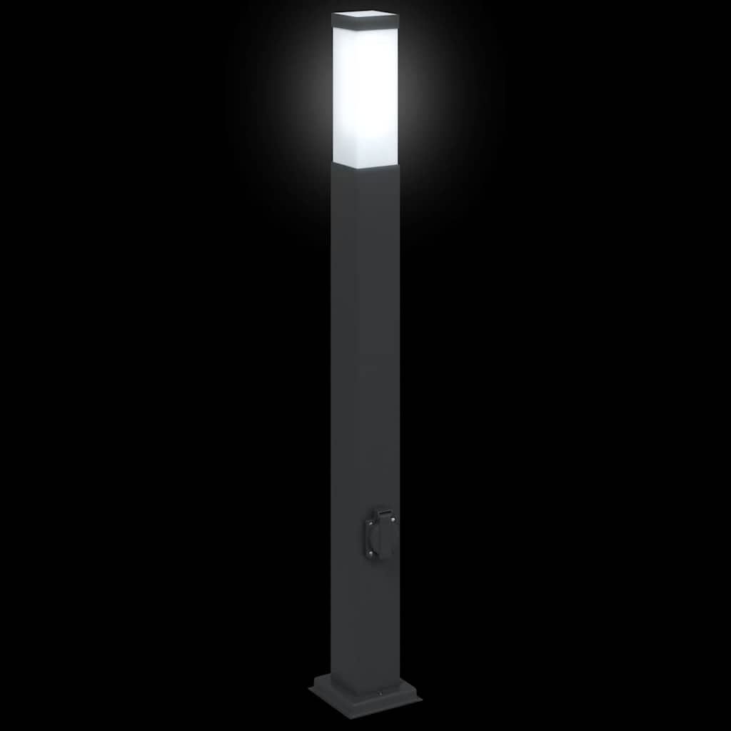 Bolderverlichting met stopcontact 3 stuks 80 cm Zwart IP44