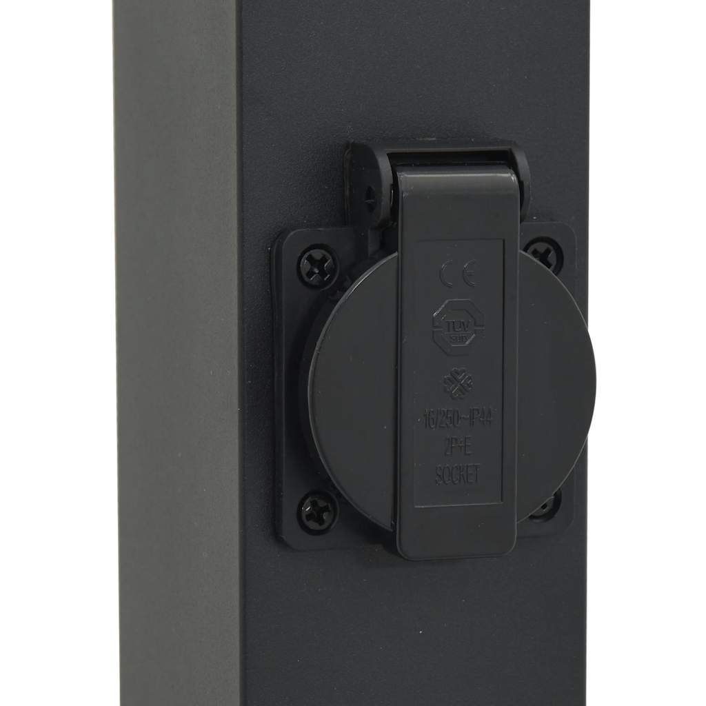 Bolderverlichting met stopcontact 3 stuks 80 cm Zwart IP44