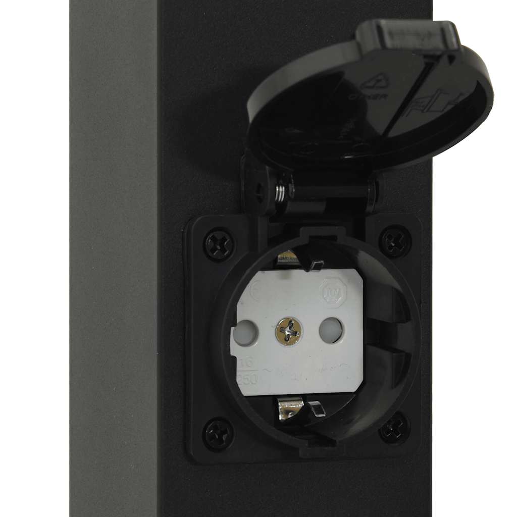 Bolderverlichting met stopcontact 3 stuks 80 cm Zwart IP44