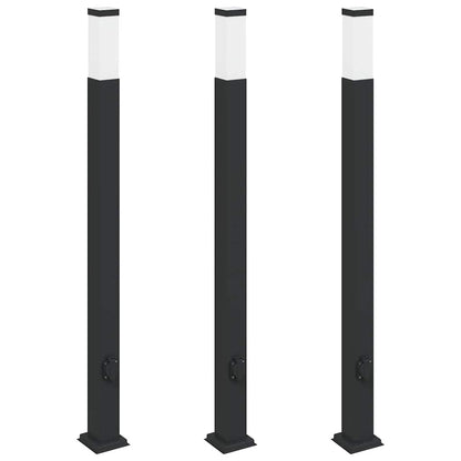 Bolderverlichting met stopcontact 3 stuks 110 cm Zwart IP44