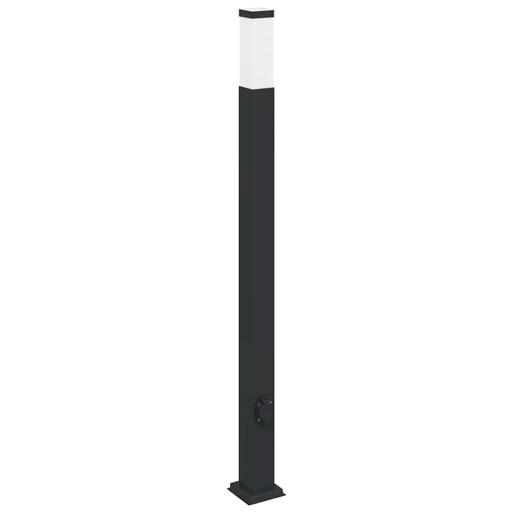 Bolderverlichting met stopcontact 3 stuks 110 cm Zwart IP44