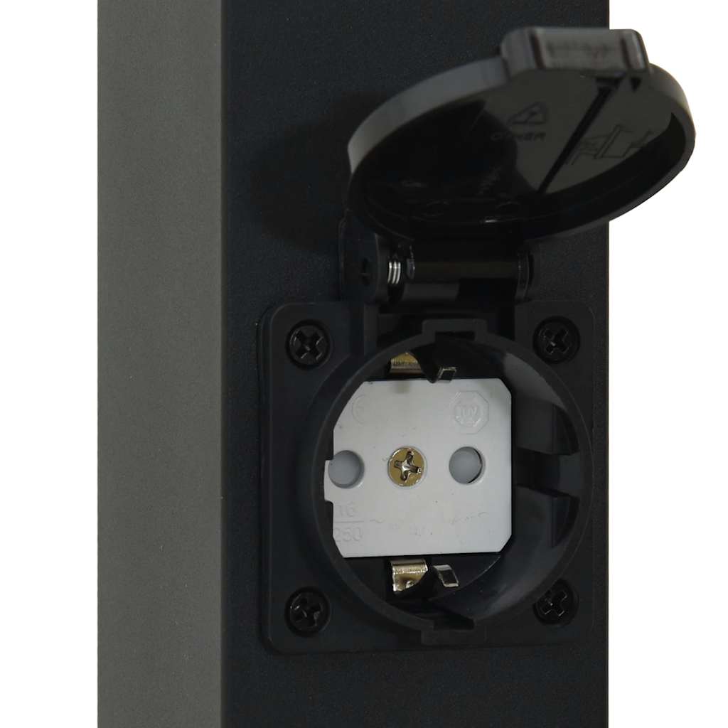 Bolderverlichting met stopcontact 3 stuks 110 cm Zwart IP44