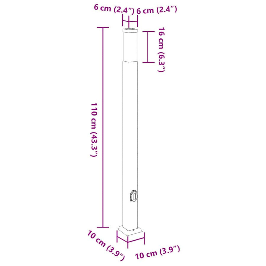 Bolderverlichting met stopcontact 3 stuks 110 cm Zwart IP44