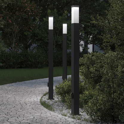Bolderverlichting met stopcontact 3 stuks 110 cm Zwart IP44