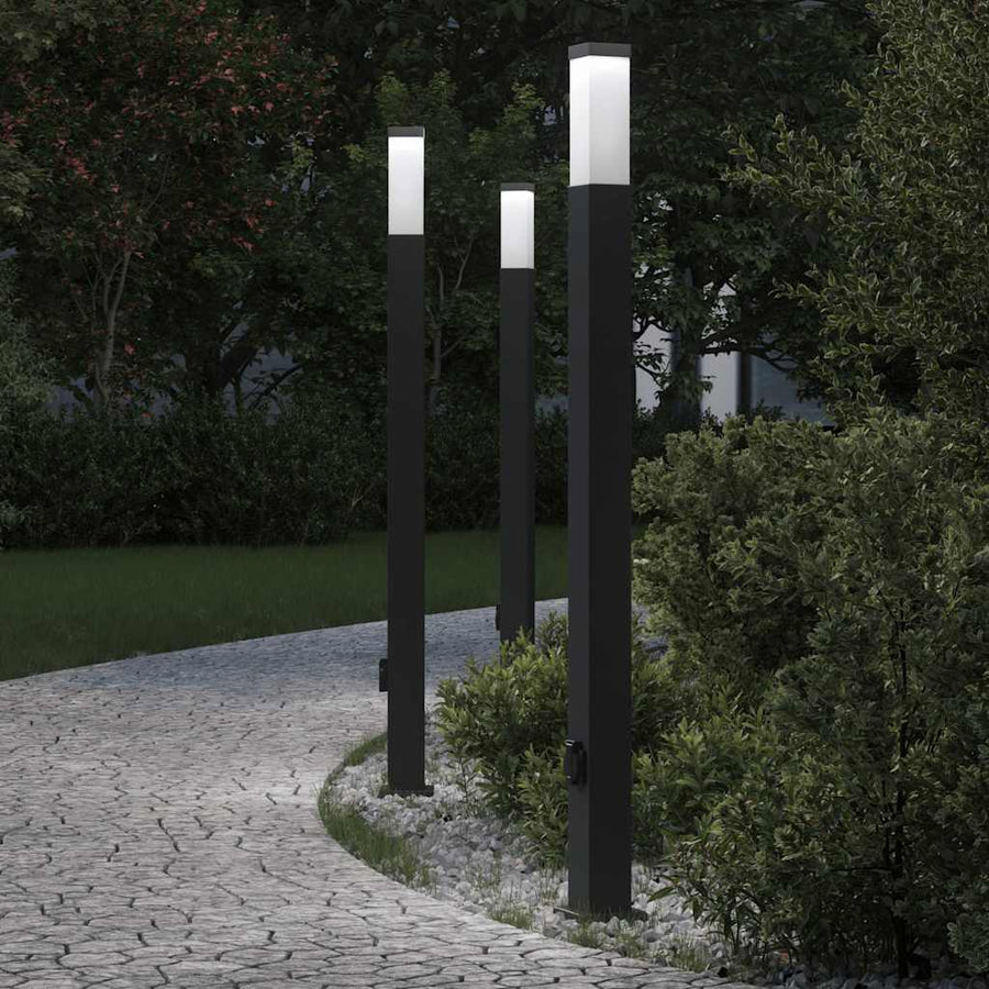 Bolderverlichting met stopcontact 3 stuks 110 cm Zwart IP44