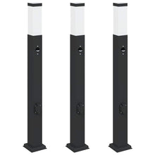 Bolderverlichting met sensor en stopcontact 3 stuks 80 cm zwart IP44