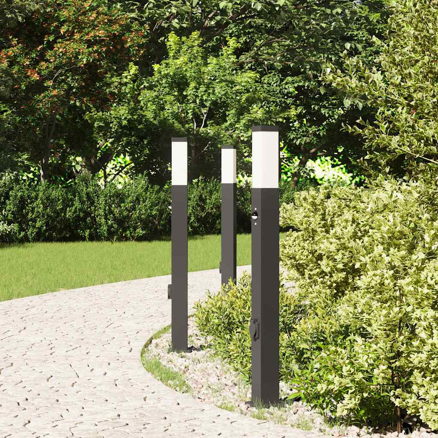 Bolderverlichting met sensor en stopcontact 3 stuks 80 cm zwart IP44