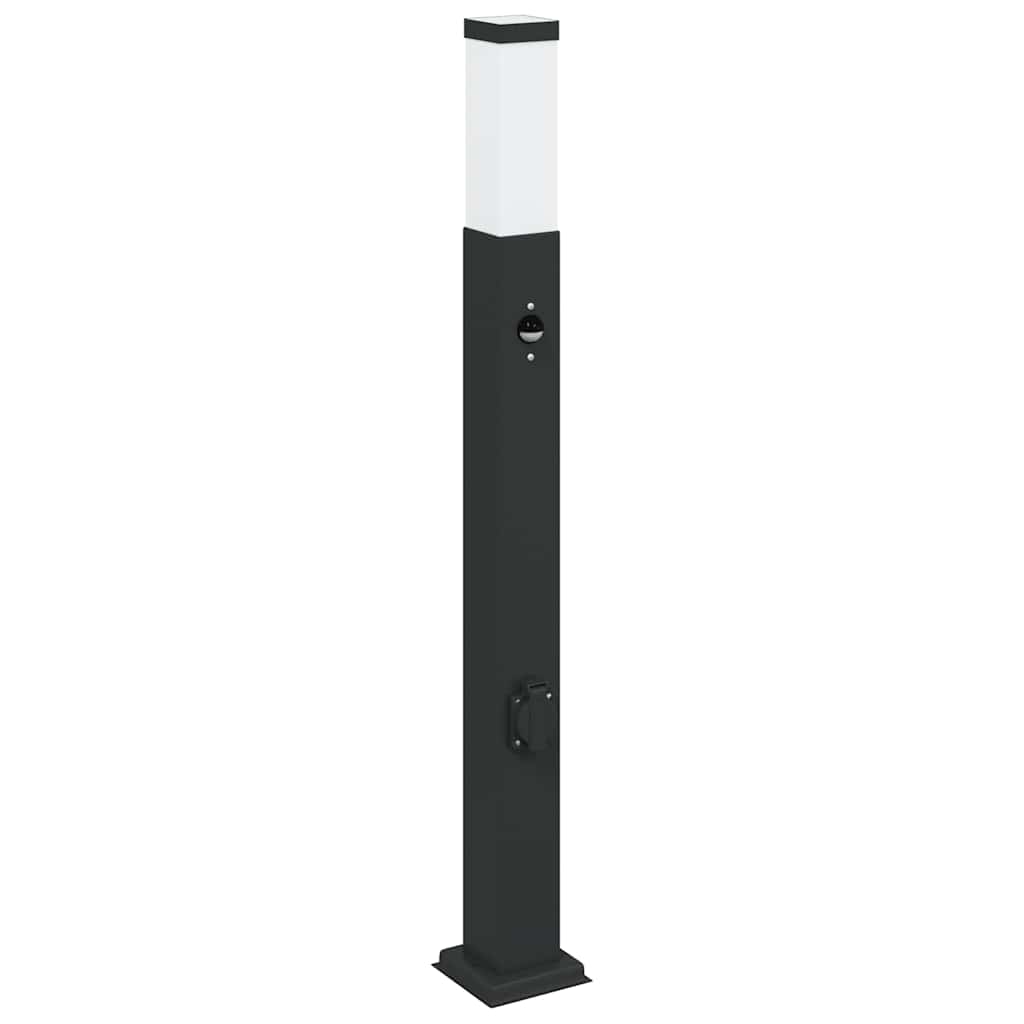 Bolderverlichting met sensor en stopcontact 3 stuks 80 cm zwart IP44