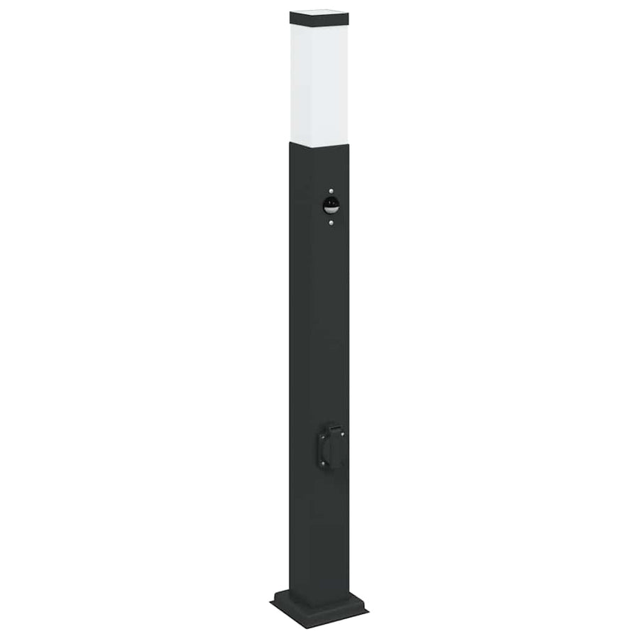 Bolderverlichting met sensor en stopcontact 3 stuks 80 cm zwart IP44