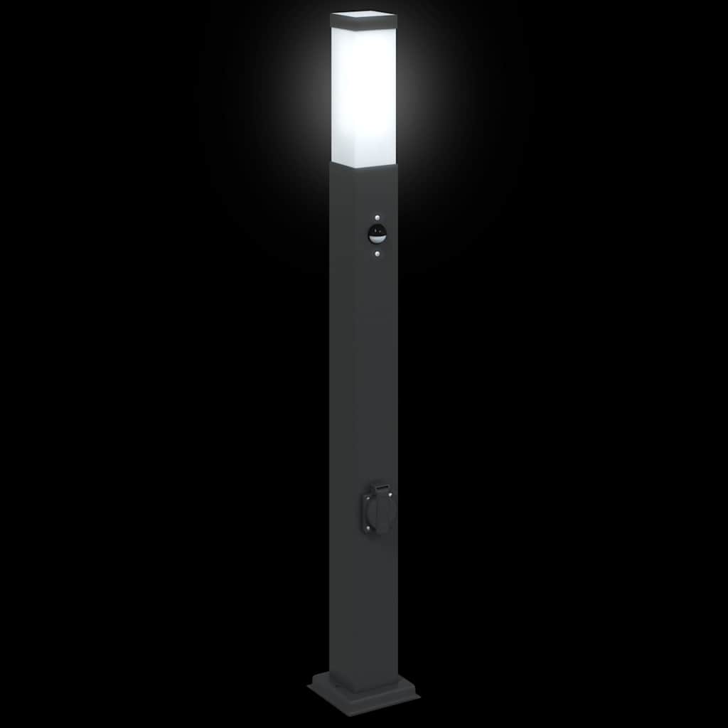 Bolderverlichting met sensor en stopcontact 3 stuks 80 cm zwart IP44