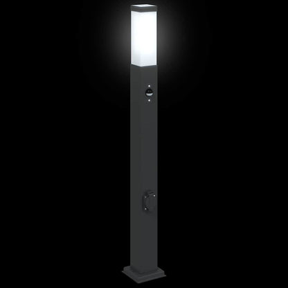 Bolderverlichting met sensor en stopcontact 3 stuks 80 cm zwart IP44