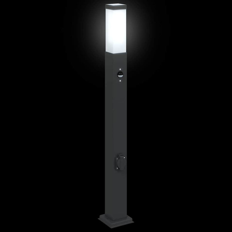 Bolderverlichting met sensor en stopcontact 3 stuks 80 cm zwart IP44