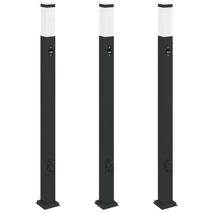 Bolderverlichting met sensor en stopcontact 3 stuks 110 cm zwart IP44