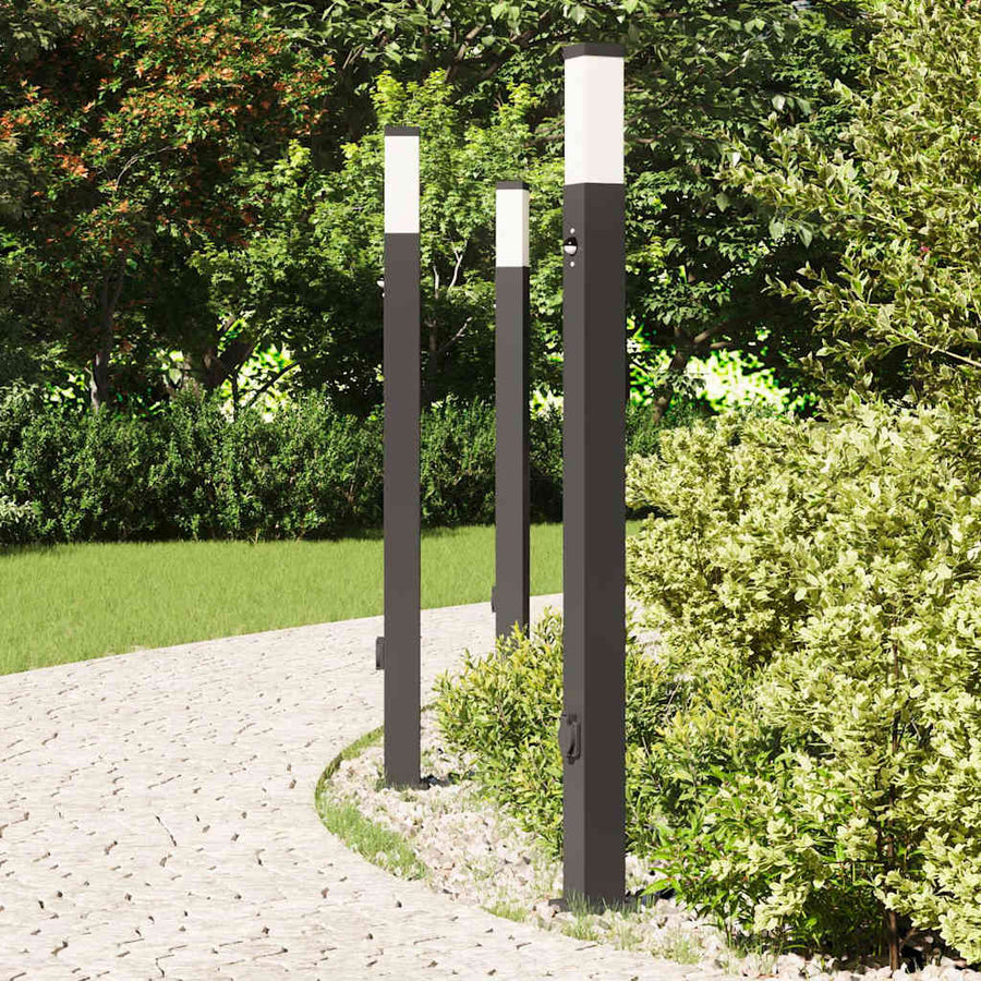 Bolderverlichting met sensor en stopcontact 3 stuks 110 cm zwart IP44