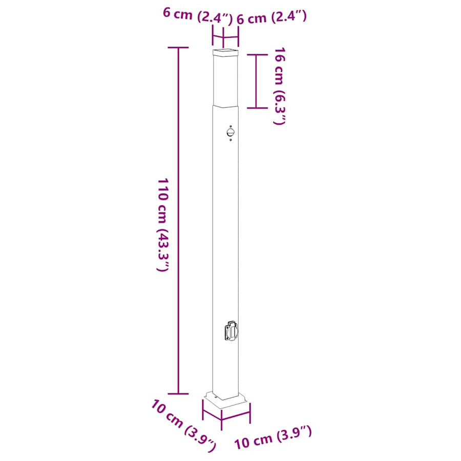 Bolderverlichting met sensor en stopcontact 3 stuks 110 cm zwart IP44