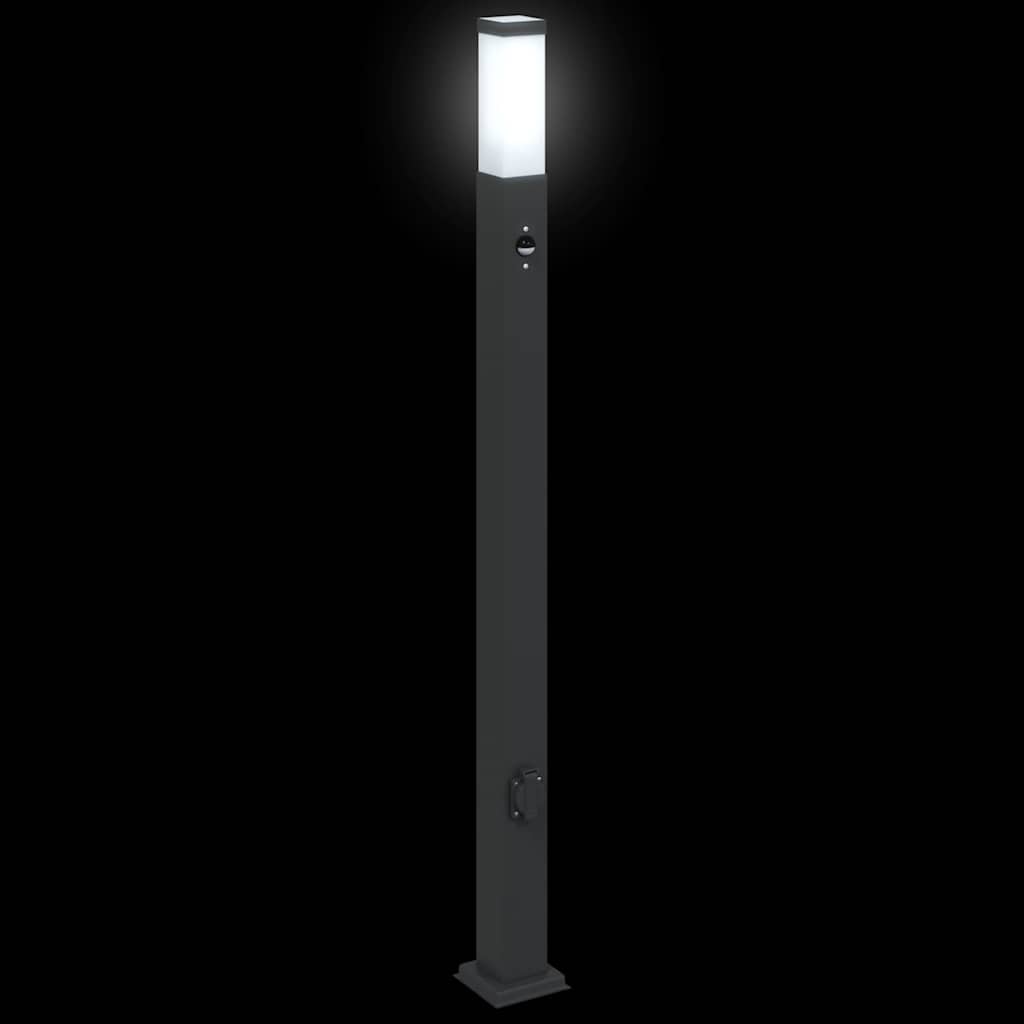 Bolderverlichting met sensor en stopcontact 3 stuks 110 cm zwart IP44
