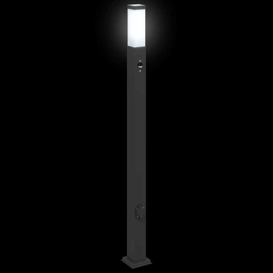 Bolderverlichting met sensor en stopcontact 3 stuks 110 cm zwart IP44