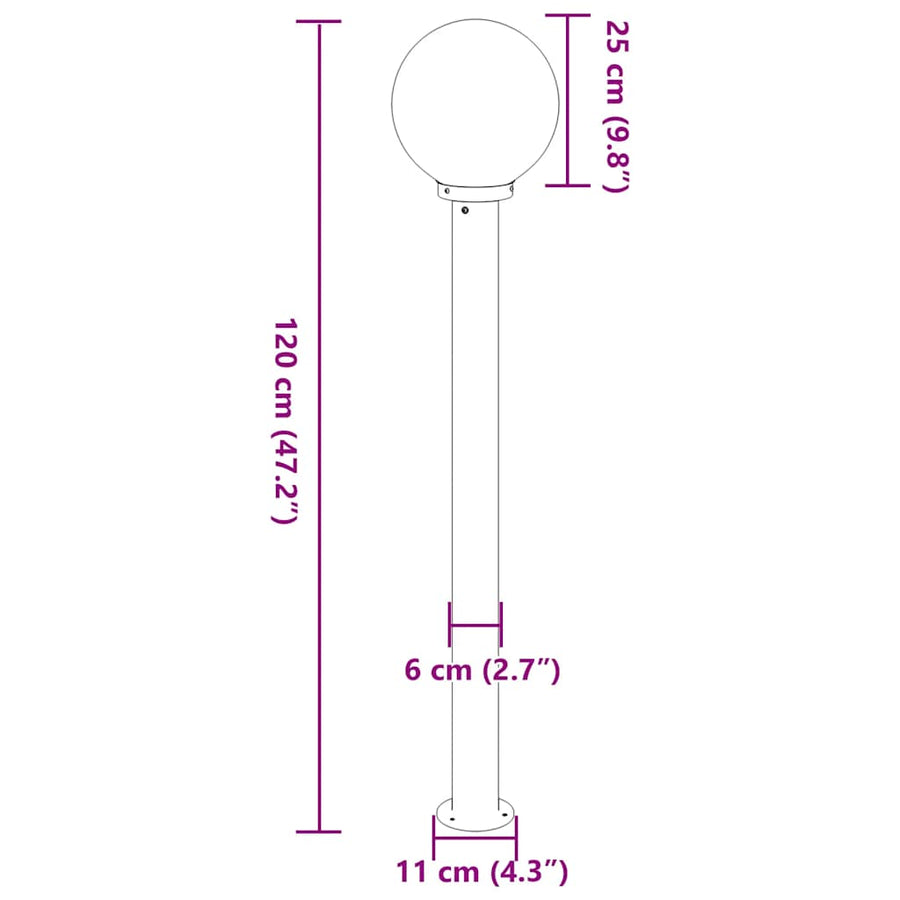 Bolderverlichting 120 cm RVS IP44