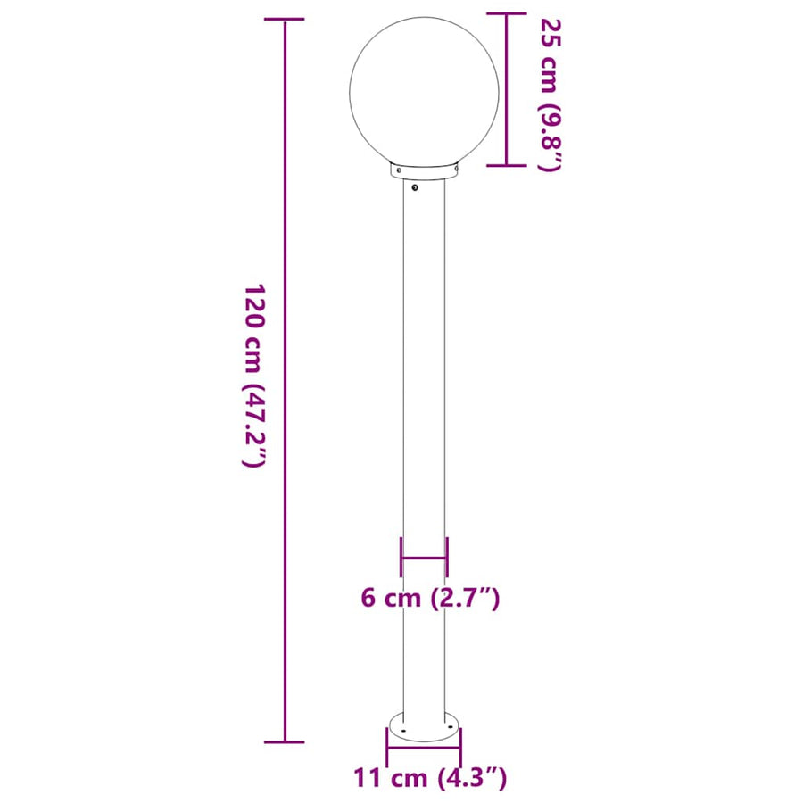 Bolderverlichting 3 stuks 120 cm RVS IP44