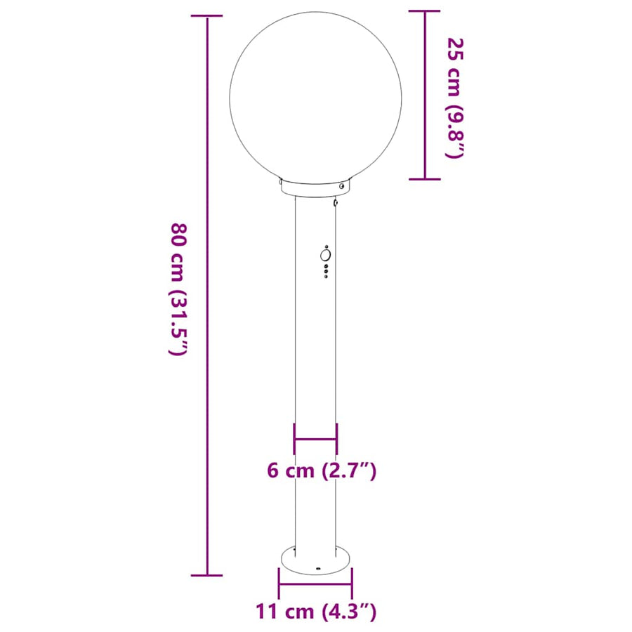 Bolderverlichting met sensor 3 stuks 80 cm RVS IP44