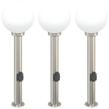 Bolderverlichting met stopcontact 3 stuks 80 cm RVS IP44