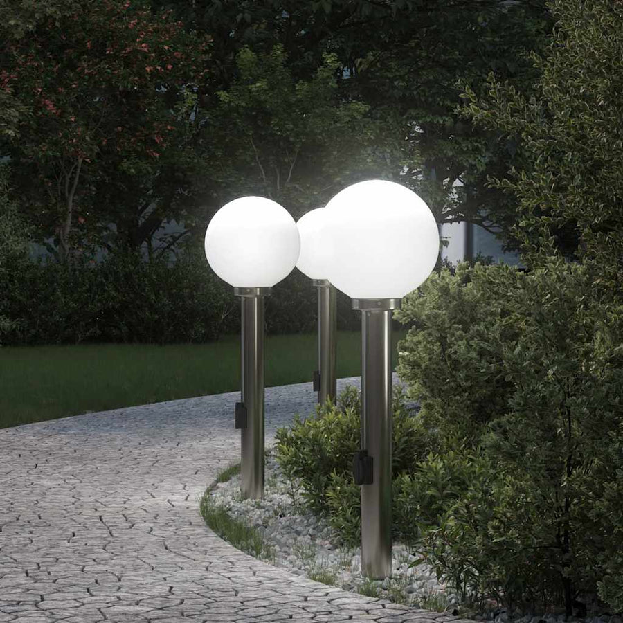 Bolderverlichting met stopcontact 3 stuks 80 cm RVS IP44