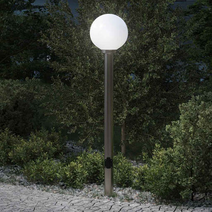 Bolderarmatuur met stopcontact 120 cm RVS IP44