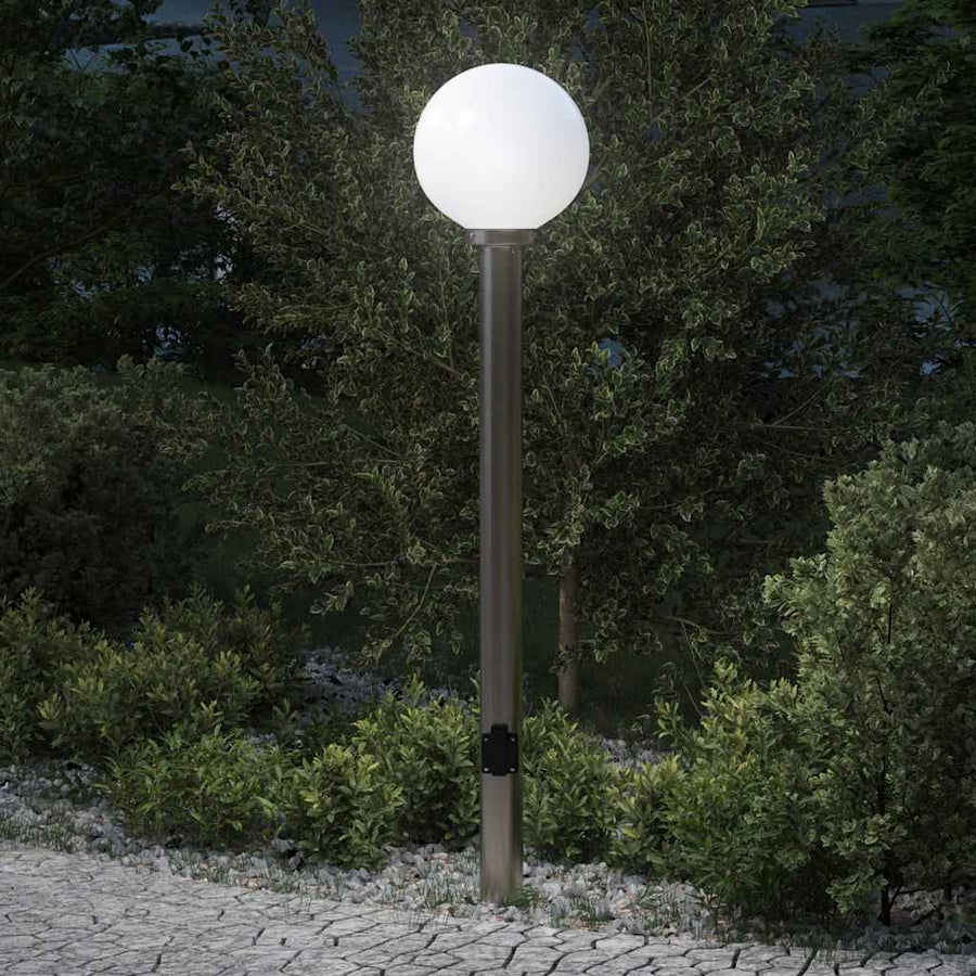 Bolderarmatuur met stopcontact 120 cm RVS IP44