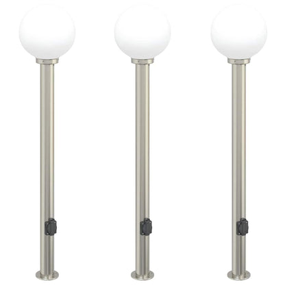 Bolderverlichting met stopcontact 3 stuks 120 cm RVS IP44