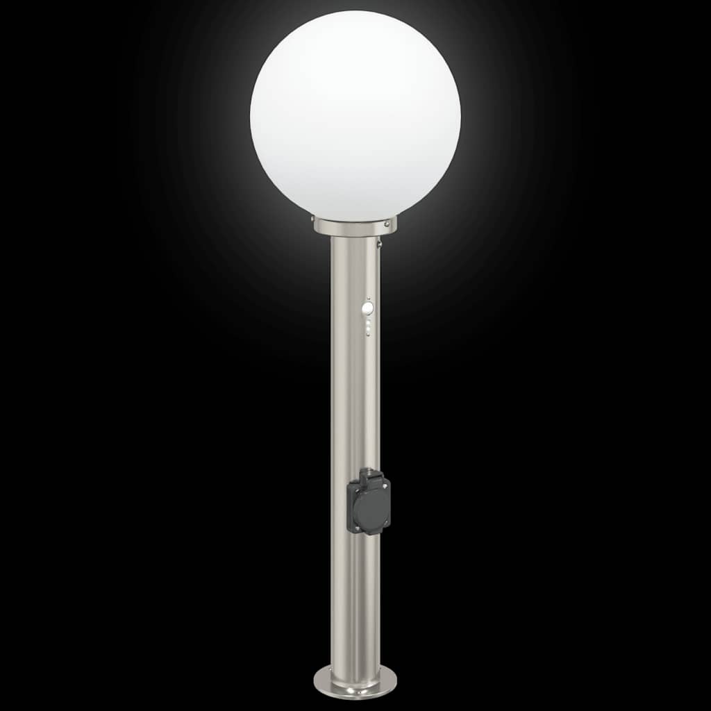 Bolderarmatuur met sensor en stopcontact 80 cm roestvrij staal IP44