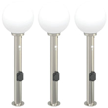 Bolderverlichting met sensor en stopcontact 3 stuks 80 cm roestvrij staal IP44