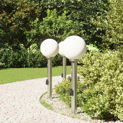 Bolderverlichting met sensor en stopcontact 3 stuks 80 cm roestvrij staal IP44