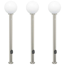 Bolderverlichting met sensor en stopcontact 3 stuks 120 cm roestvrij staal IP44