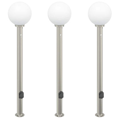 Bolderverlichting met sensor en stopcontact 3 stuks 120 cm roestvrij staal IP44