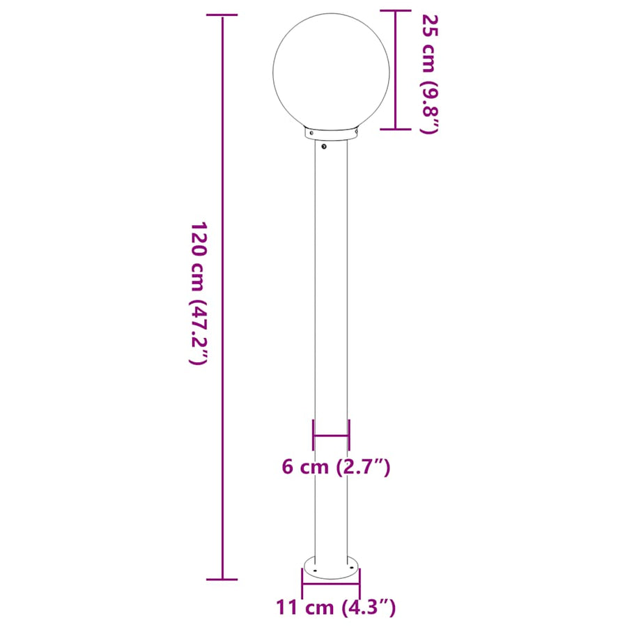 Bolderverlichting 3 stuks 120 cm Zwart IP44