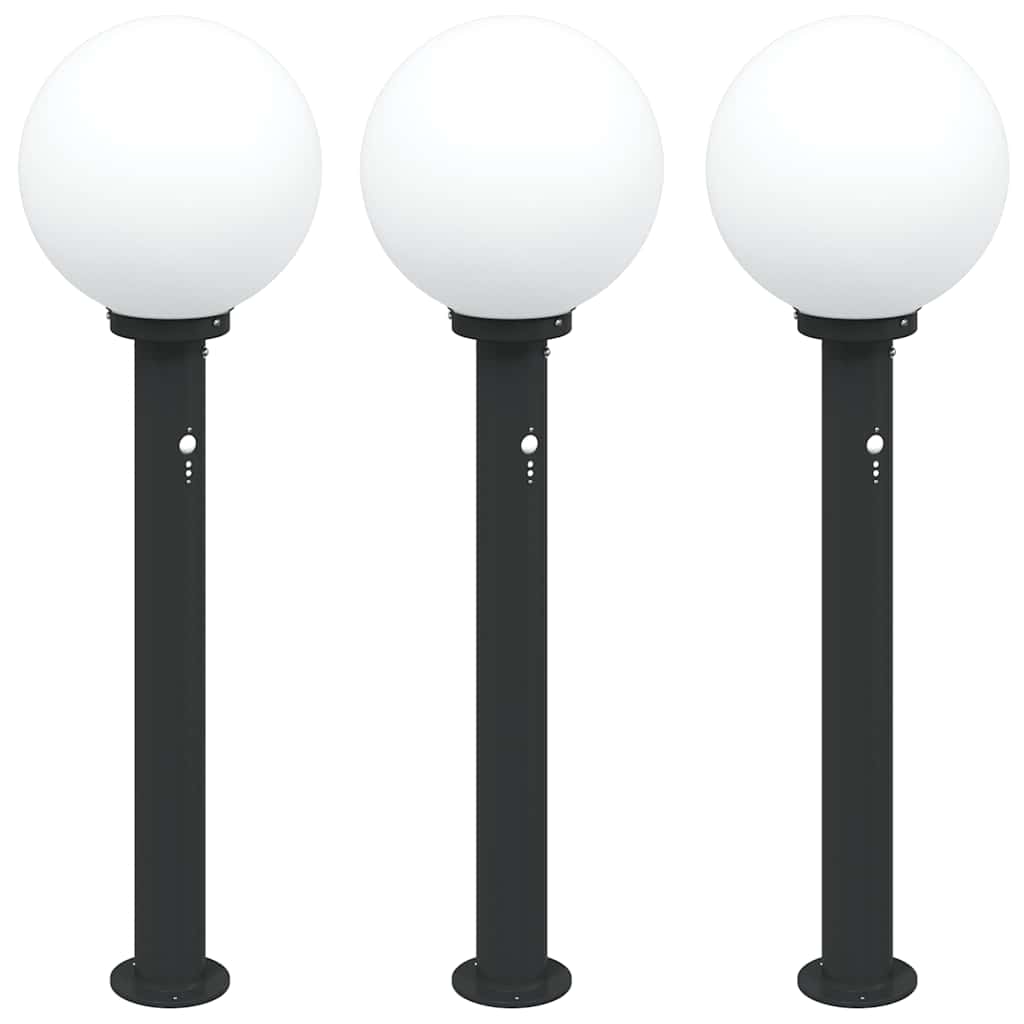 Bolderverlichting met sensor 3 stuks 80 cm Zwart IP44
