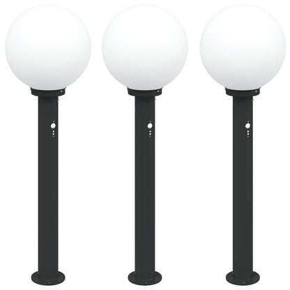 Bolderverlichting met sensor 3 stuks 80 cm Zwart IP44