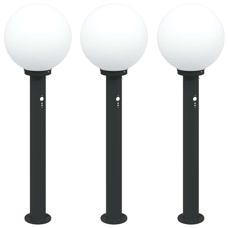 Bolderverlichting met sensor 3 stuks 80 cm Zwart IP44