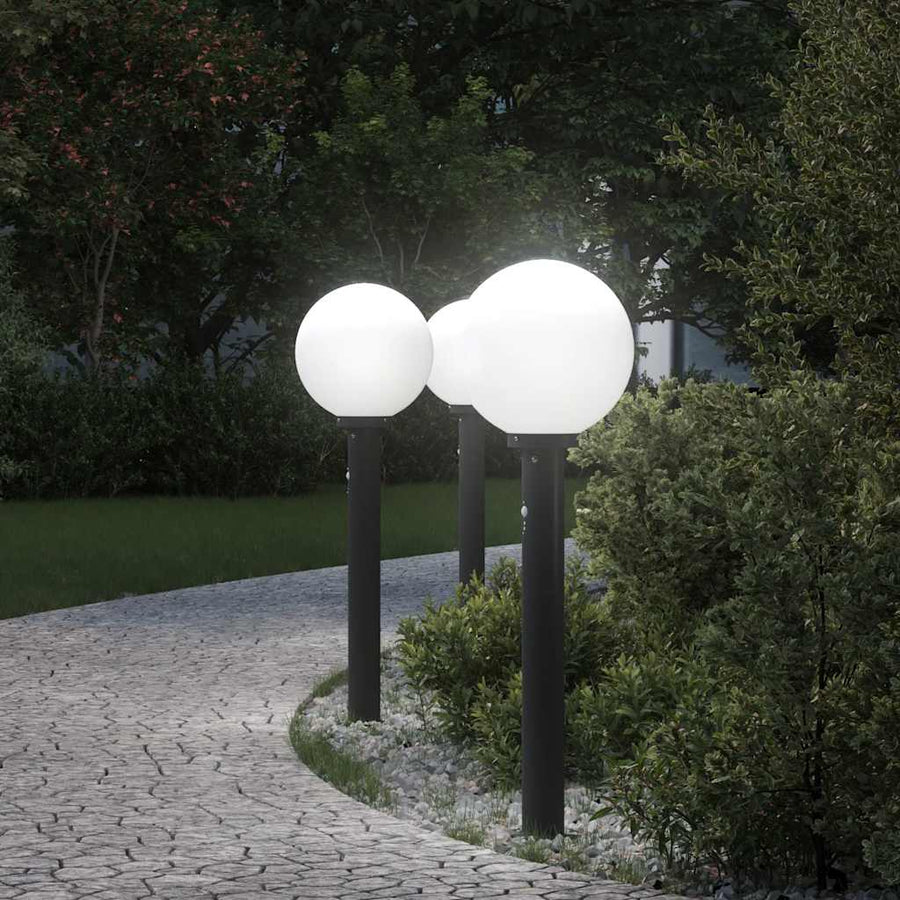 Bolderverlichting met sensor 3 stuks 80 cm Zwart IP44