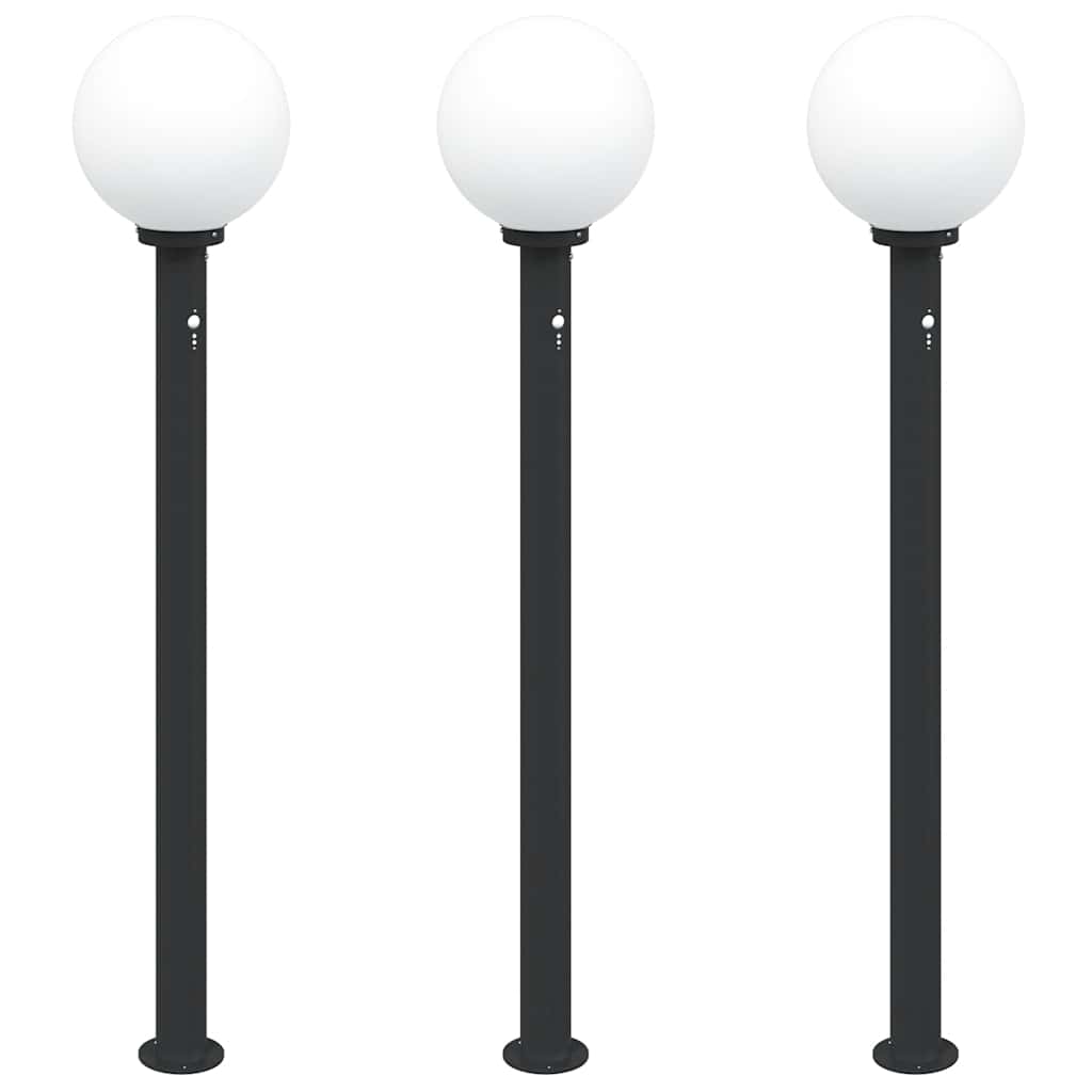 Bolderverlichting met sensor 3 stuks 120 cm Zwart IP44