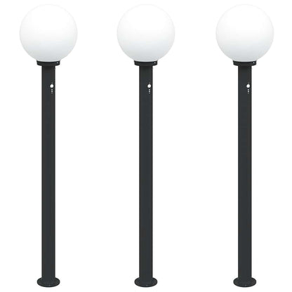 Bolderverlichting met sensor 3 stuks 120 cm Zwart IP44