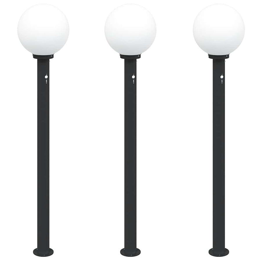 Bolderverlichting met sensor 3 stuks 120 cm Zwart IP44