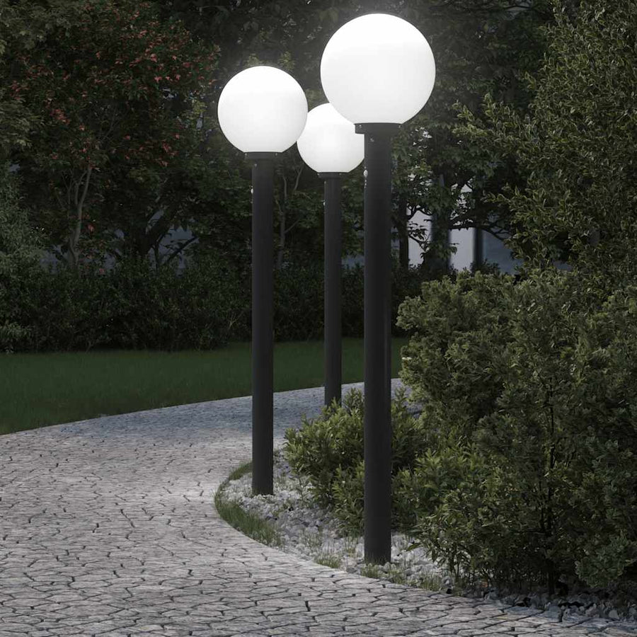 Bolderverlichting met sensor 3 stuks 120 cm Zwart IP44