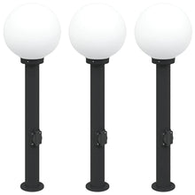 Bolderverlichting met stopcontact 3 stuks 80 cm Zwart IP44