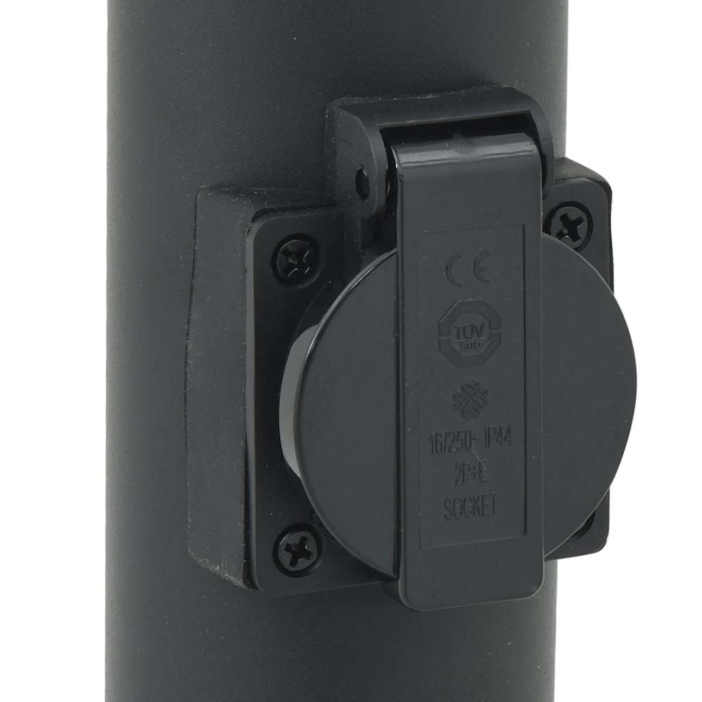 Bolderverlichting met stopcontact 3 stuks 80 cm Zwart IP44