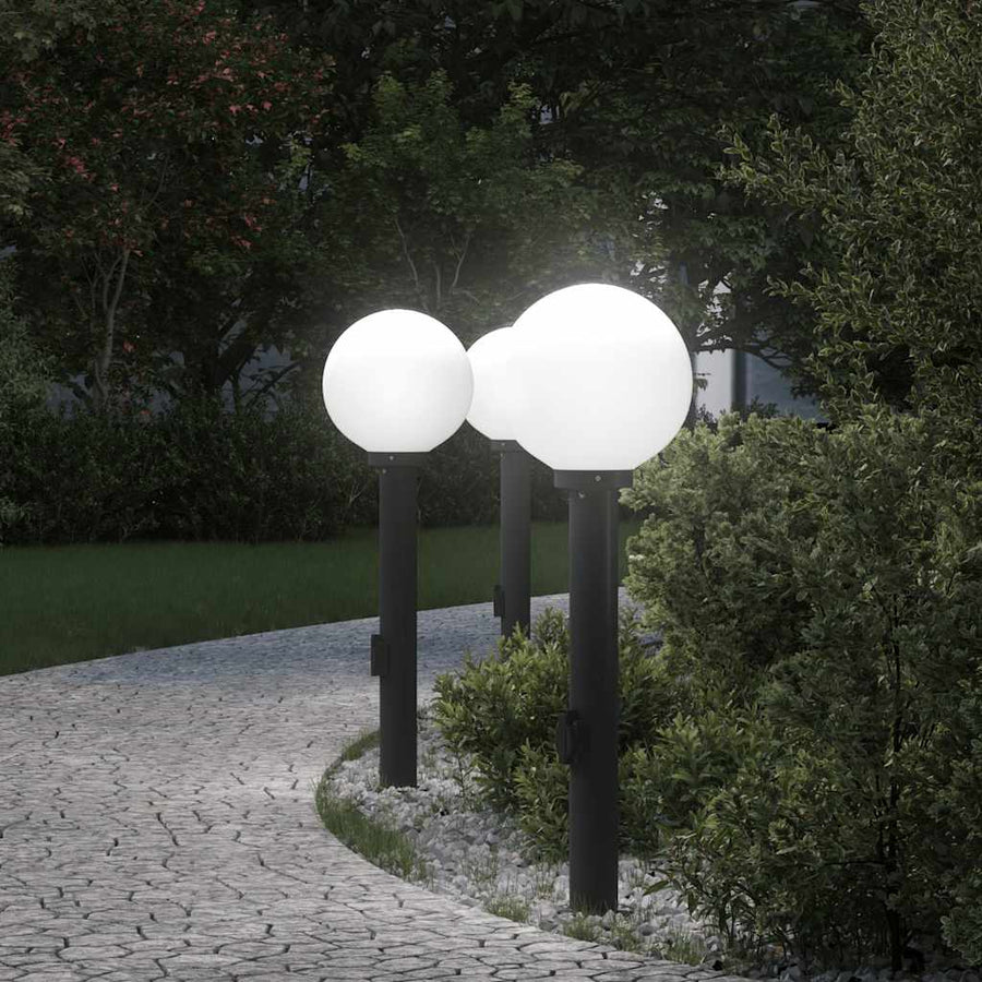 Bolderverlichting met stopcontact 3 stuks 80 cm Zwart IP44