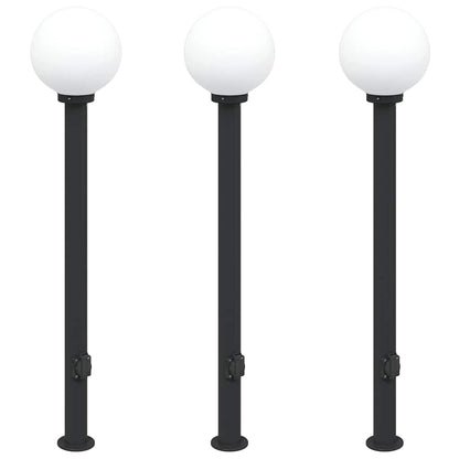 Bolderverlichting met stopcontact 3 stuks 120 cm Zwart IP44