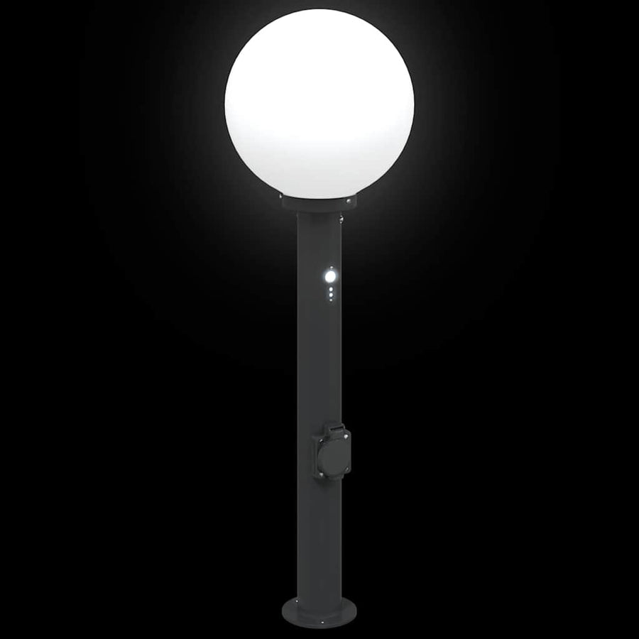 Bolderarmatuur met sensor en stopcontact 80 cm zwart IP44