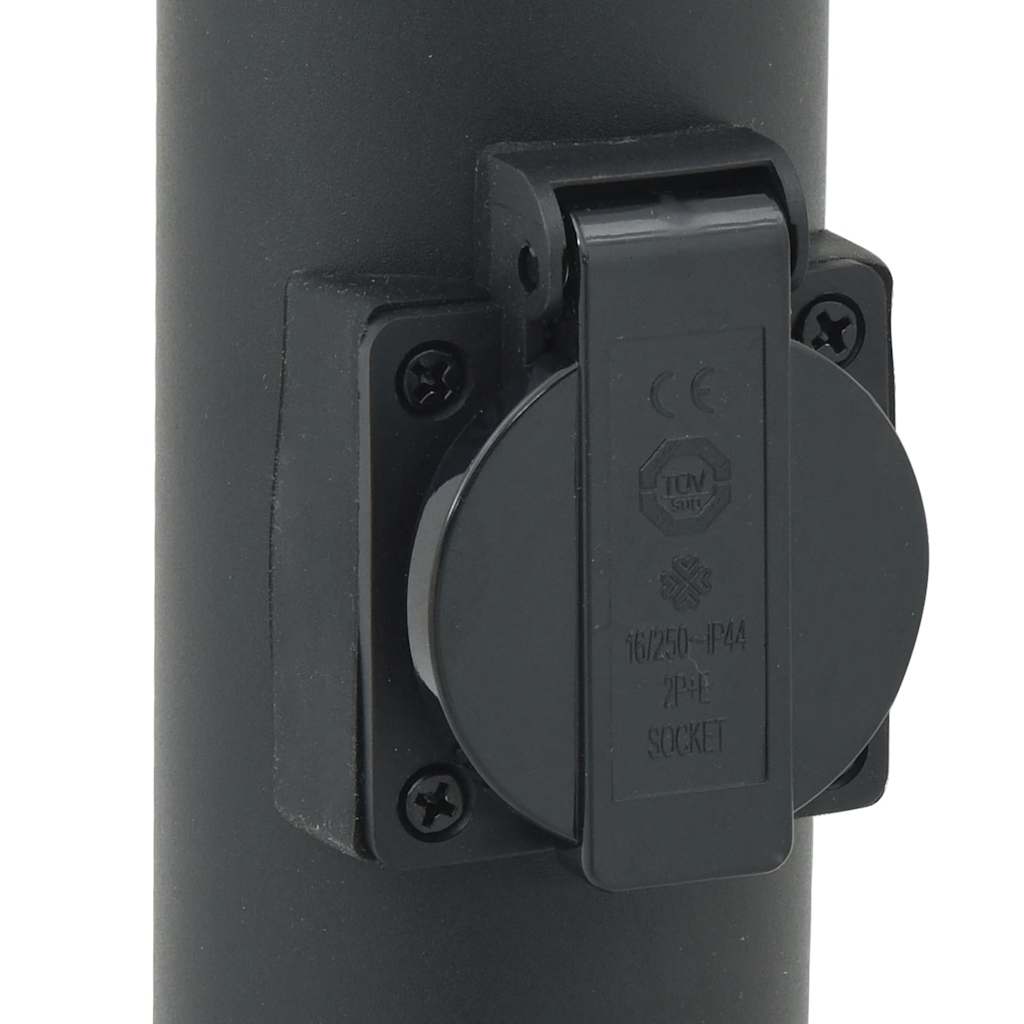 Bolderarmatuur met sensor en stopcontact 80 cm zwart IP44